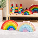 Wooden Rainbow Stacking Toy, Small Wooden Rainbow Stacker, 6 Piece Rainbow Stacking Toy for Baby/Toddlers/Kids, Montessori Educational Rainbow Decor, Kindergarten Teaching Aid by TinyTreasures Baby Boutique