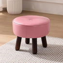 Small Foot Stool Round Pouf Ottoman, 13'' Leather Foot Rest with Non-Skid Rubber Legs, Foolstool Ottomans for Couch, Sofa Footrest Step Stool for Living Room Bedroom Entryway Office, Pink by CozyNest Decor