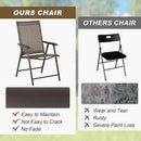 Aoodor Folding Patio Dining Chairs Textilene Fabric, Outdoor Steel Frame for All Weather Use, Fit for Porch, Lawn, Yard, Set of 4, Brown by GreenHaven Gardens
