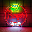 Hamburger Shop Neon Sign Hamburger Neon Signs for Wall Decor Dimmable Hamburger Neon Lights LED Light Up Sign for Hamburger Shop,Bar,Restaurant,Food Shop,Pub Decoration by GreenHaven Gardens
