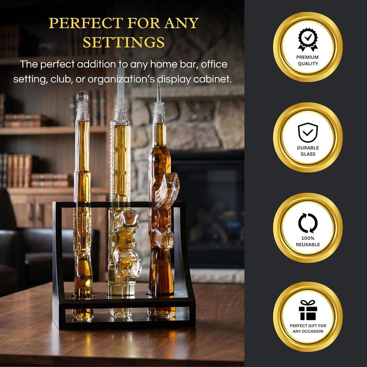 3 Gun Whiskey Decanters Set AR15, AK47, & Rifle Gun Decanter Set 1000ml, photo 6 of 9