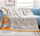 Boho Muslin Blanket for Adults 4-Layer Gauze Twin Size Soft Cozy 100% Cotton Cooling Blanket Geometric Farmhouse Decor for Sofa Bed Coverlet Both Sides (Boho-G-Yellow, Twin 60 x 80 in) by CozyNest Decor