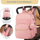 MOMUVO Diaper Bag Backpack, Quilted Baby Bag with Changing Pad & Stroller Straps & Pacifier Case, Large Travel Diaper Bags for Mom Dad, Pink by TinyTreasures Baby Boutique