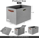 3-Pack Foldable Fabric Storage Bins with Durable PU & Metal Handles, Collapsible Storage Baskets for Shelves, Home Storage, Closet Organizers, Living Room(17"x11.8"x11.8", Grey) by CozyNest Decor