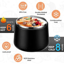 Soup Thermo for Hot Food 14oz Lunch Containers with Buckle Lid Wide Mouth Hot Food Jar Vacuum Insulated Stainless Steel Bento Box Leakproof with Spoon(Black) by TinyTreasures Baby Boutique
