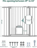 Babelio 36" Tall Upgraded Baby Gate with Cat Door,29-43" Auto Close Durable Dog Gate for Stairs,Doorways and House,Easy Walk Thru,Includes 4 Wall Cups,Gray by TinyTreasures Baby Boutique
