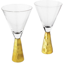 Set of 2 Elegant Gold Funnel Shaped Cocktail/Martini Glasses - 8oz