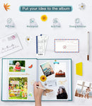 popotop Photo Album Self Adhesive with Picture Display Window,40 Pages DIY Scrapbooking Supplies Kit for 4x6 10x12 Picture,Linen Cover Memory Book for Baby Wedding, with Scraper and Metallic Pen by TinyTreasures Baby Boutique