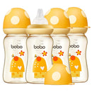 YOHKOH PPSU Baby Bottle Wide Neck, Newborn Anti-Colic Baby Bottle with Natural Response Nipple, Streamlined Body, Easy to Clean (8.8oz (Pack of 4), Yellow) by TinyTreasures Baby Boutique