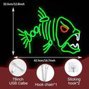 Fish Neon Sign LED Skeleton Fish Neon Light for Wall Decor Dimmable Green Fish Bones Light Up Sign for Living Room Game Room Restaurant Man Cave Art Wall Decoration (16.7 ''*12.8 '') by CozyNest Decor
