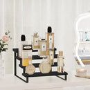 YINMIT Wooden Display Riser Stand, Tiered Perfume and Cologne Organizer Stand, 4 Tier Spice Rack Organizer, Rustic Display Shelf for Candles (4 Tier,Black) by CozyNest Decor