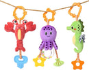 TUMAMA Baby Toys 0 3 6 12 Months, Hanging Stroller Toys Soft Marine Animal Crib Car Seat Toys, Crinkle Infant Rattles with Teether Squeaky Sensory Developmental Toy for Newborn by TinyTreasures Baby Boutique