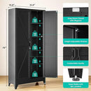 75" Tall Pantry Cabinet,Farmhouse Kitchen Pantry Storage Cabinets with 2 Doors and 5 Shelves,Black Metal Storage Cabinet,Large Cupboard for Home,Kitchen,Dining/Living Room by CozyNest Decor