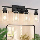 4-Light Bathroom Light Fixtures, Matte Black Modern Vanity Lights with Clear Glass Shades, Bathroom Wall Lamp for Mirror Living Room Cabinet Bedroom Porch by CozyNest Decor