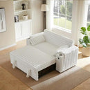 68.11" Corduroy Sleeper Chair Bed with USB Port, Cup Holders & Side Storage Pockets – 3-in-1 Foldable Sofa Bed for Guest Room, Living Room -White by CozyNest Decor