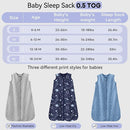 Baby Sleep Sack 6-12 Months 3 Pack 100% Cotton Lightweight 0.5 TOG Wearable Blanket Baby Sleep Bag with 2-Way Zipper for Newborn Infant Blue by TinyTreasures Baby Boutique