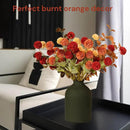 Fall Flowers, Burnt Orange Faux Kiku Flowers Artificial 10 Stems + Eucalyptus, Fake Silk Mums Fall Floral Centerpiece, Autumn Decor, Terracotta Mini Balls Faux Stems For Vase, Decoración de Otoño by CozyNest Decor