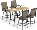 Sophia & William Outdoor Bar Set, Patio Bar Table and Chairs Set, Bar Height Patio Set - 4 x Swivel Bar Chairs(Brown), 1 x Rectangular Bar Table(Wood-Like) by CozyNest Decor