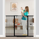 Fairy Baby 40.5" Extra Tall Baby Gate for Stairs, Fits Openings of 40.6" to 54.7" Wide, Extra Wide Dog Gate Indoor, Pressure Mounted Walk Thru Swing Auto Close Metal Puppy Barrier for Doorway, Black by TinyTreasures Baby Boutique