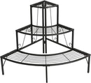 DOEWORKS 3 Tier Plant Stand Flower Pot Rack, Quarter Round Plant Corner Shelf Planters Display Holder orchid shelves for Indoor Outdoor Use, Black by GreenHaven Gardens