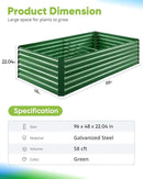 Quictent Galvanized Raised Garden Bed 8x4x2 Ft Tall Metal Planter Box for Vegetables Outdoor Bottomless for Backyard, 2 Tomato Cages Included, 22.04" Deep (Green) by GreenHaven Gardens