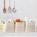 danpinera 11"x11" Storage Cubes, Soft Boho Storage Basket with Neat Stitching, 3-Pack Cube Storage Organizer, Woven Baskets for Storage in Living Room, Kids Room, Bedroom, Rainbow by TinyTreasures Baby Boutique