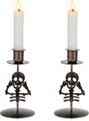 Romadedi Candle Holder for Halloween Decor: Set of 2 Black Gothic Skull Taper Candlestick Table Centerpiece Decorations Spooky Party Dinning Room Home Indoor by CozyNest Decor
