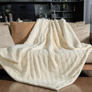 Pawque Super Soft Cozy Throw Blanket for Couch Bed - Fluffy Sherpa Fleece Reversible Thick Warm Fuzzy Blanket for All-Season, 3D Checkered Jacquard Elegant Decorative Blankets, Cream White, 50" x 60" by CozyNest Decor