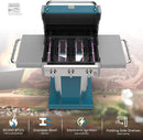 Kenmore 3-Burner Propane BBQ Grill, 30,000 BTUs Gas Grill with Cast Iron Cooking Grates, Folding Side Tables & Wheels, Outdoor Grill with Tool Hooks, Teal by GreenHaven Gardens