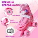 Rainbow Toddler Roller Skates - Size 4 Adjustable | Light Up Quad Skates for Girls & Boys Beginners Aged 3-12 by TinyTreasures Baby Boutique