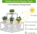 aboxoo 2 Tier Plant Stand Flower Pot Rack for Patio,Heavy Duty Metal Stair-Step Style Corner Shelf Planters, Quarter Round Display Holder for Indoor Outdoor Use(White, Semicircle) by GreenHaven Gardens