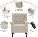 Lumibee High Back Accent Chair Set of 2,Upholstered Wingback Armchair with Solid Wood Legs for Small Spaces,Comfy Single Sofa Chair for Living Room,Bedroom,Office-Beige by CozyNest Decor
