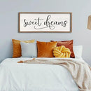 comurdyo Sweet Dreams Wall Decor Above Bed Sign 40" x 15" Master Bedroom Wooden Antique Framed Large Rustic Farmhouse Guest Room Beautiful Simple Hanging Plaque Over Bed Wall Art (Wood) by CozyNest Decor