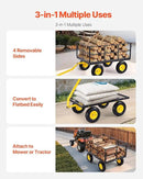 VEVOR 1400 Lbs Steel Garden Cart, Heavy Duty Pullable Garden Wagon Yard Cart, 2 in 1 Outdoor Metal Utility Wagon Yard Trailer with 13" All Terrain Tires, Mesh Removable Sides and 180°Rotating Handle by GreenHaven Gardens