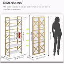 4NM 6 Tiers No Assembly Book Shelves, 61.8" H Folding Bookshelf Bookcase Open Industrial Foldable Shelves for Bedroom, Living Room, Home Office - White Gold by CozyNest Decor
