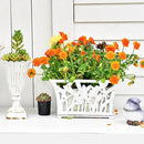 Sungmor Heavy Duty Cast Iron Planter Basket w/Non-Woven Growing Bag, Unique Shape & Beautiful Pattern Design, Hollow Orchid Flower Pot Garden Tools Holder, Rust White French Country Decor Container by CozyNest Decor