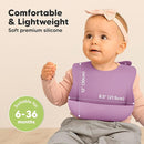 KeaBabies 2-Pack Silicone Baby Bibs for Eating - Sturdy Food-Grade Silicone Bibs for Babies Girl, Boy, Large Food Catcher, Clean & Put On Easily, Waterproof Toddler Feeding Essentials (Amethyst) by TinyTreasures Baby Boutique
