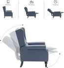 Mid Century Wingback Recliner Chair for Adults, Modern Linen Fabric Push Back Recliner Chairs with Button Tufted Upholstered Back & Footrest, Manual Recliner Chais for Living Room, Nursery, Blue by CozyNest Decor