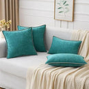MIULEE Pack of 2 Couch Throw Pillow Covers 18x18 Inch Coastal Teal Farmhouse Decorative Pillow Covers with Stitched Edge Soft Chenille Solid Dyed Spring Pillow Covers for Sofa Bed Living Room by CozyNest Decor