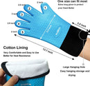 Walfos Silicone BBQ Gloves - Heat Resistant Grilling Gloves, Premium Non-Slip Kitchen Silicone Oven Mitt with Protective Cotton Layer Inside, Waterproof, Great for Grilling, Kitchen and Cooking, Blue by GreenHaven Gardens