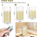 Flameless Flickering Remote Control Candle, Glass Pillar Candle,3 Pack (D:3"×H:4" 5" 6") LED 3D Flame Romantic Candle,Battery Operated Real Wax, Ideal for Wedding, Home Decor Holiday (Ivory) by GreenHaven Gardens