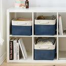 TheWarmHome Storage Bins for Shelves - 1 Pack 15.7x11.8x8.3 inch Fabric Storage Cubes, Storage Basket for Organizing Gift Laundry Cloth Toy Room (White & Jean Blue) by TinyTreasures Baby Boutique