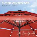 GREEN PARTY 10ft Outdoor Patio Umbrella, Auto-Tilt Market Table Umbrellas with Crank, 8 Sturdy Ribs & 1.5" Pole UV Protection for Garden Deck Backyard Pool by GreenHaven Gardens