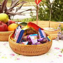 Hadewoven Round Rattan Fruit Basket Wicker Food Tray Weaving Storage Holder Dinning Room Bowl, 7”Decorative Natural Basket Woven Fruit Basket Bowl for Entryway Table, Countertop (Small 7”) by CozyNest Decor