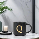 COLLECTIVE HOME - Monogram Ceramic Mugs, 15 oz Golden Initial Black Coffee Cups, Elegant Alphabet Tea Mugs, Elegant Personalized Mug with Gift Box, Unique Mug with Double Side Capital Lette (Q) by CozyNest Decor