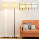 Ambimall 60'' Modern Floor Lamp Set of 2, 2PK Tall Lamps for Living Room Bedroom, Beige Shade with Black Pole(Without Bulb) by CozyNest Decor