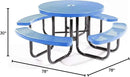 Heavy-Duty Portable Outdoor Picnic Table with Umbrella Hole, Expanded Metal Commercial-Grade Patio Dining Furniture Made in America (46" Round Top, Light Blue) by CozyNest Decor