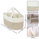 Large Baby Diaper Caddy Organizer for Girl Boy Rope Nursery Storage Bin Basket Portable Holder Tote Bag for Changing Table Car Travel Baby Shower Gifts Newborn Registry Must Haves White and Brown by TinyTreasures Baby Boutique
