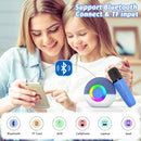 goopow Mini Karaoke Machine Speaker for Kids Adults, Portable Bluetooth Microphone Song Toys with LED Light, Best Chritmas Birthday Festival Gift for 3 4 5 6 7 8+ Year Old Girls Boys (Blue-2MIC) by TinyTreasures Baby Boutique