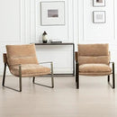 DUOMAY Mid-Century Accent Chairs Armchair Set of 2, Comfy Chenille Leisure Chairs Lazy Chairs with Brozen Metal Leg for Living Room Bedroom Office Apartment, Khaki by CozyNest Decor